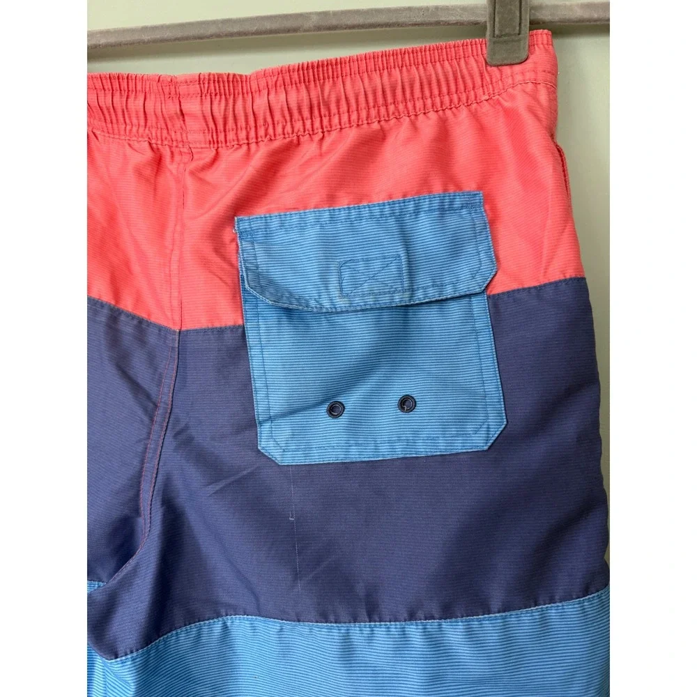 Vineyard Vines Chappy Swim Trunks Bathing Suit Blue Pink Stripes Boys'  Large/16